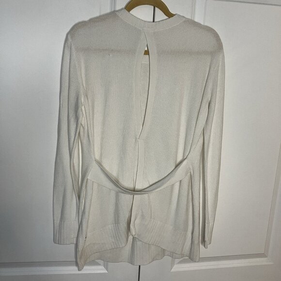 Lululemon Sincerely Yours Sweater Womens White Knit Open Back Workout Yoga - Picture 7 of 10